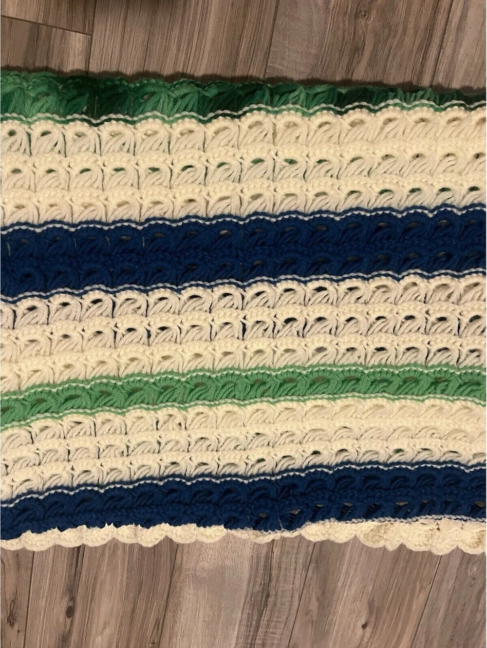 Handmade Crochet Striped Throw Blanket Afghan Colorful 66